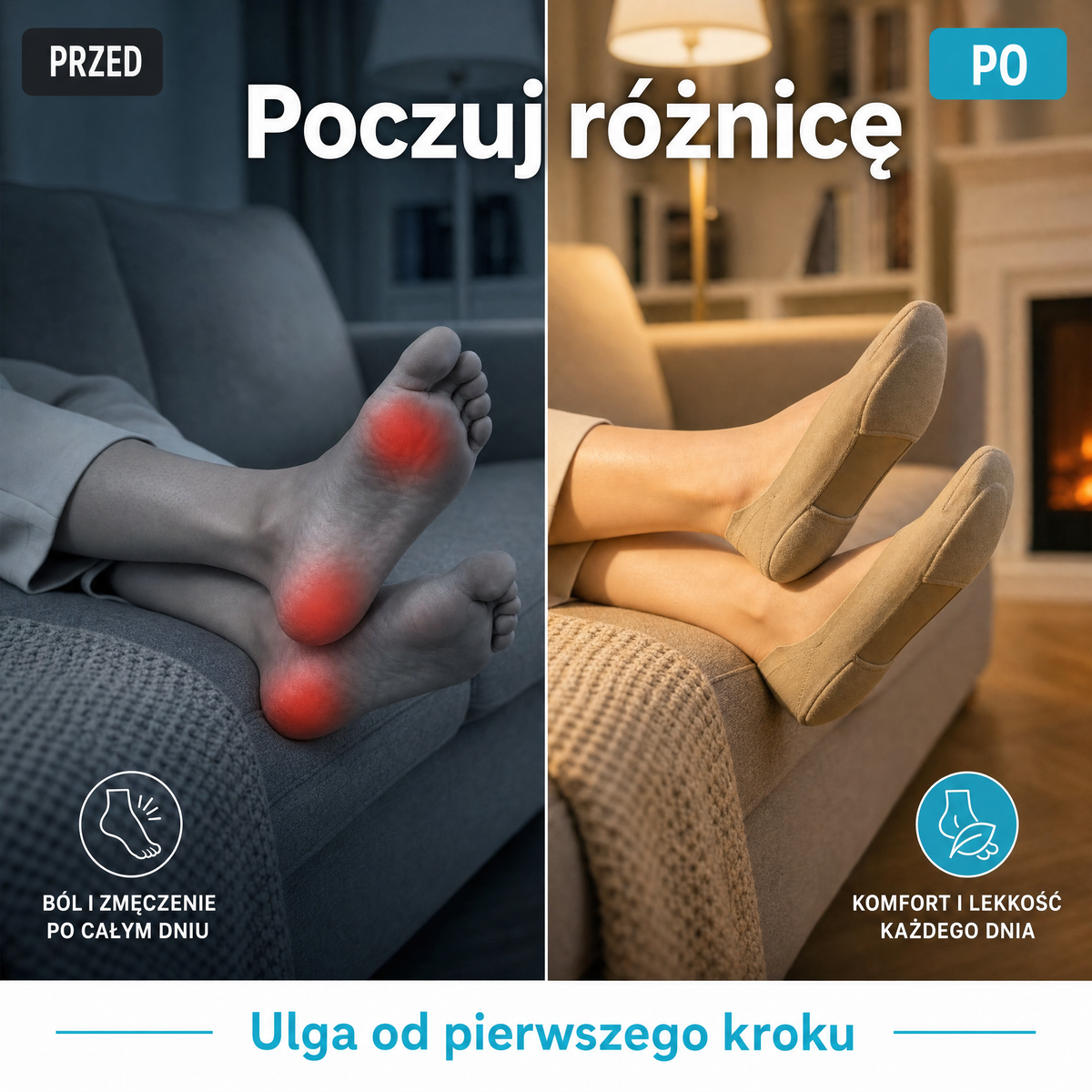 Skarpetki z podwójną poduszką na ból stóp