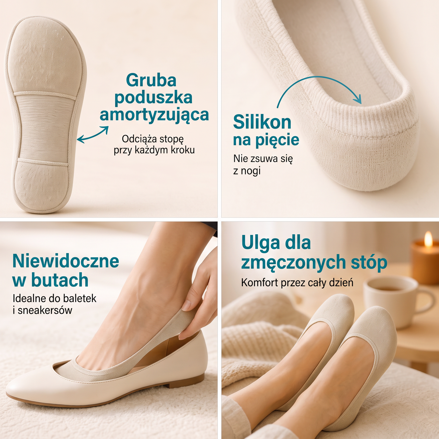 Skarpetki z podwójną poduszką na ból stóp